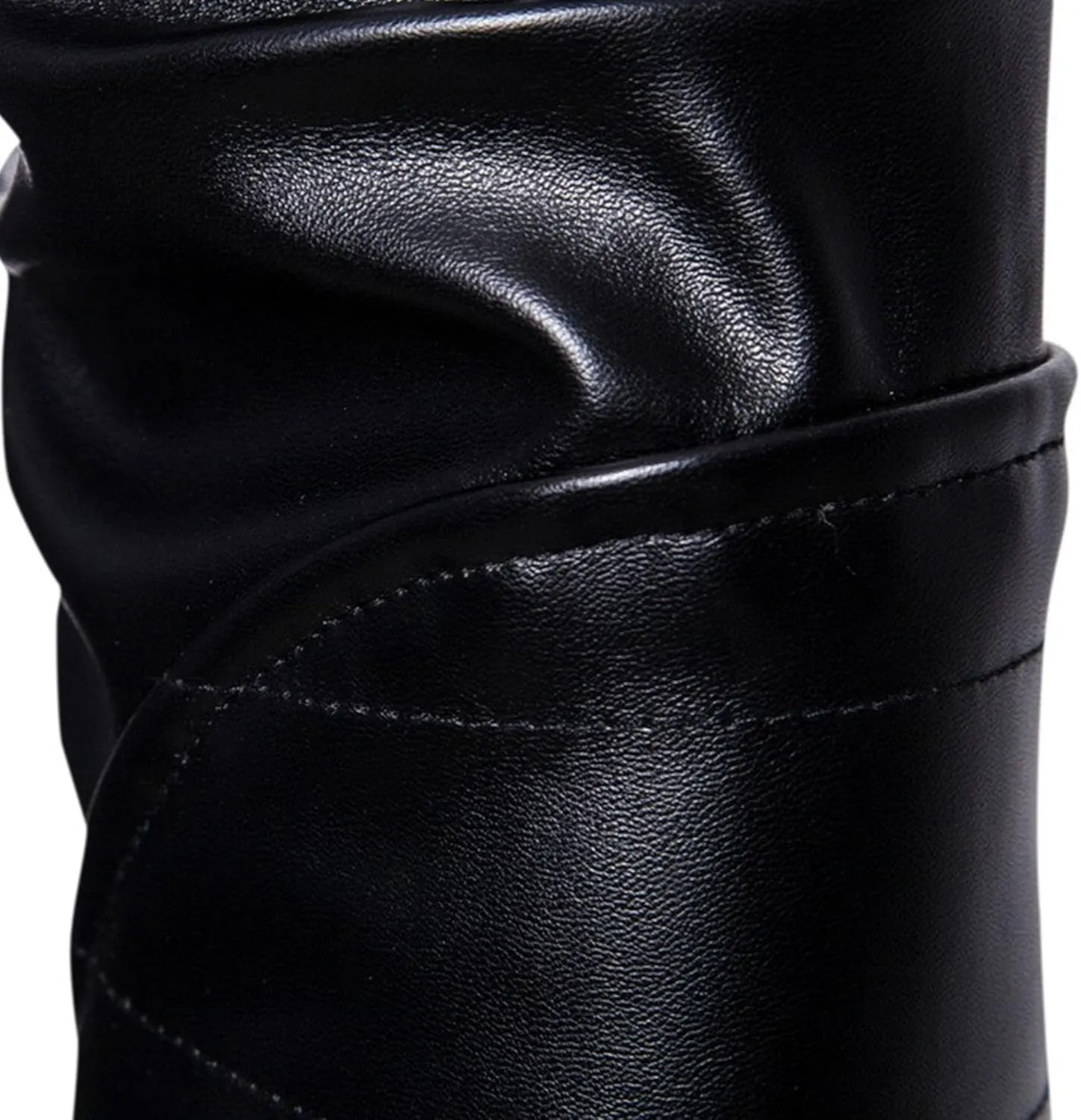Men's Pocket Leather Jacket Stand Collar Motorcycle Leathers Coat Zip-Up Biker Bomber Jackets