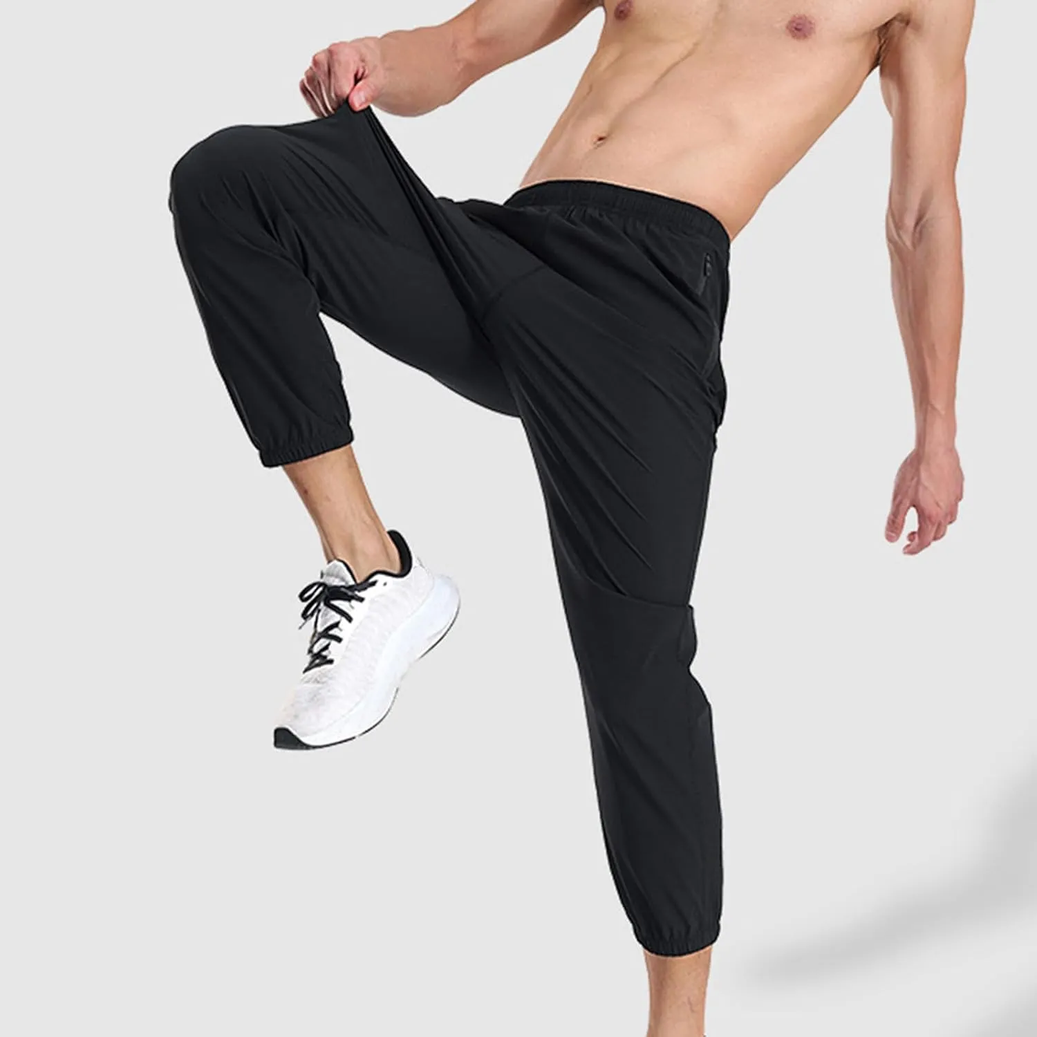 Men's Relaxed Lounge Pants Outdoor Work Pant Straight Leg Ninth Pant Oversized Elastic Waist Pants Gym Jogger Pants