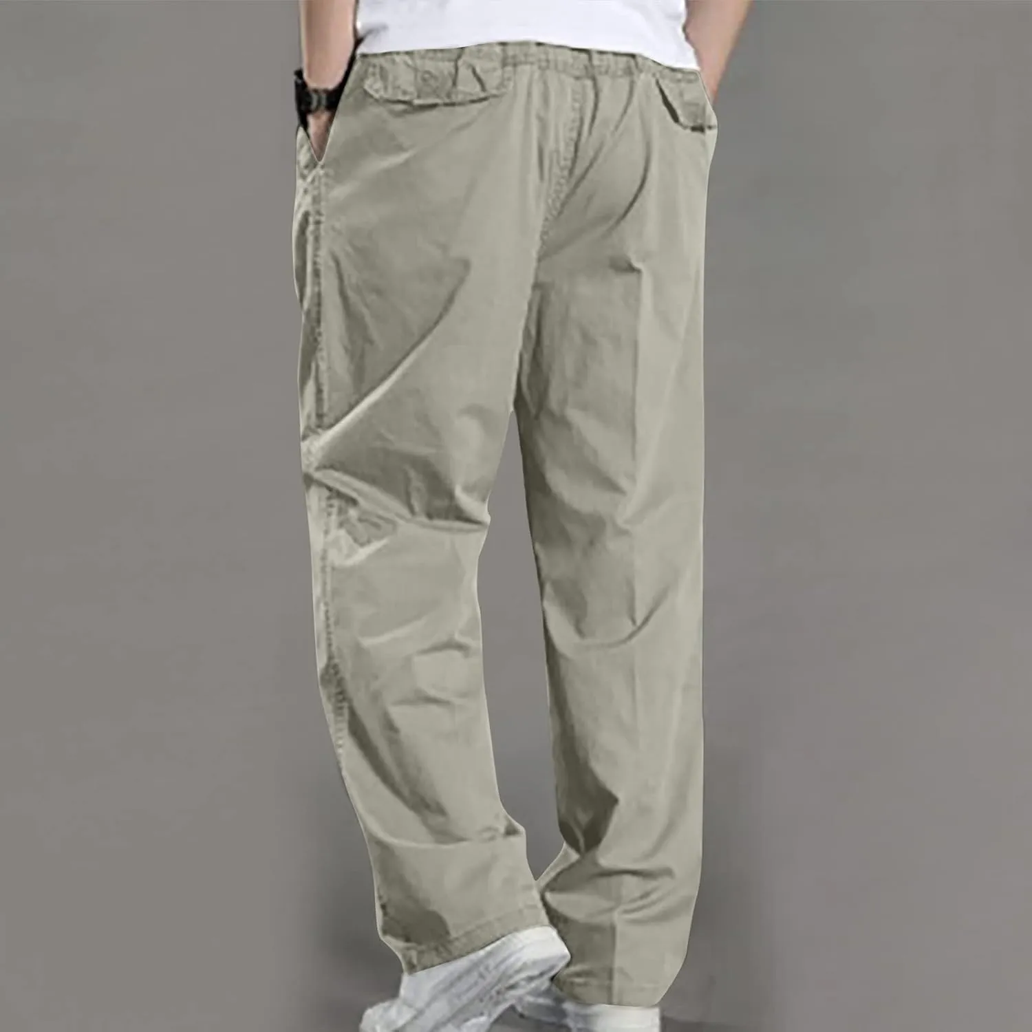 Men's Straight Leg Cargo Pants Baggy Sweatpants Relaxed Fit Outdoor Hiking Trousers with Pockets