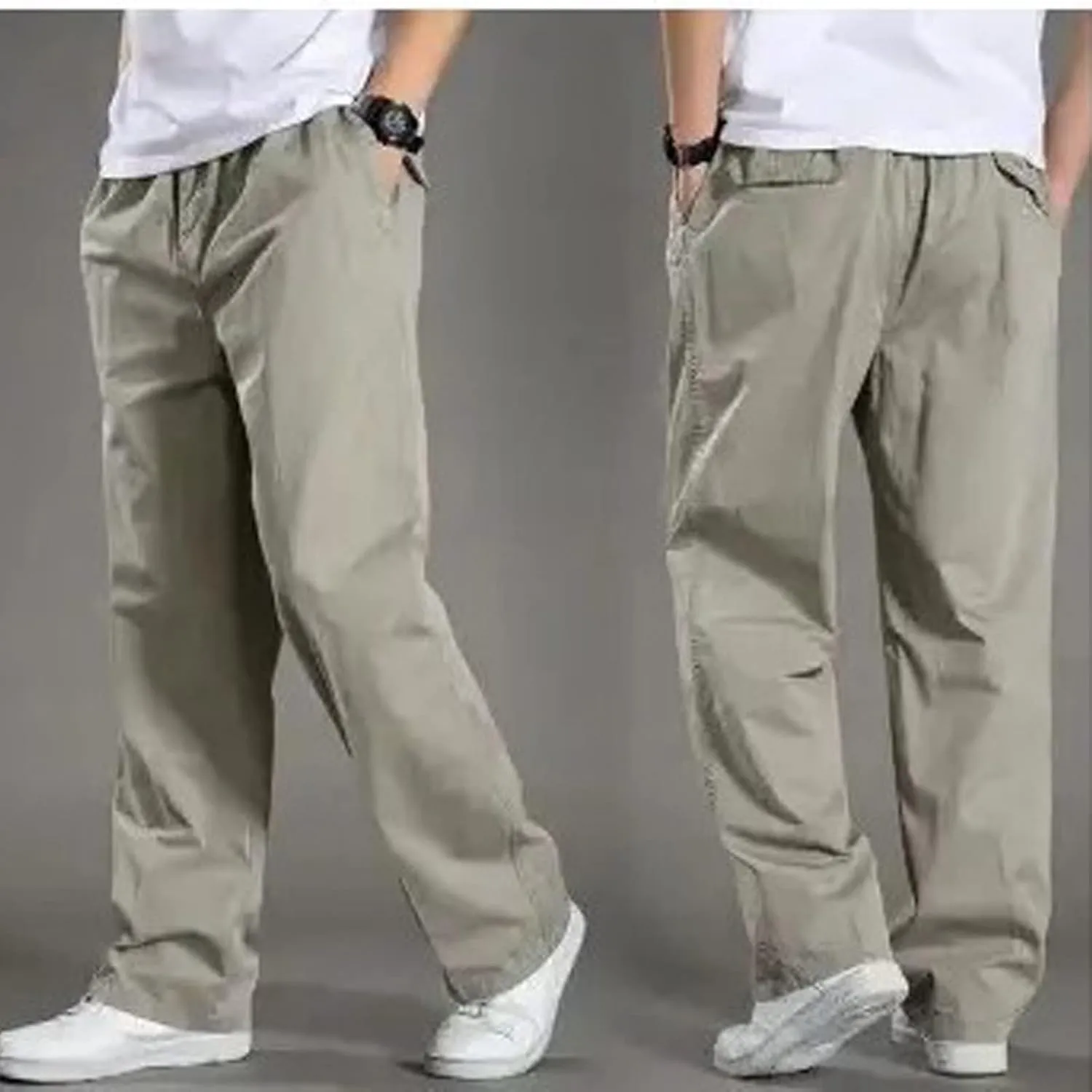 Men's Straight Leg Cargo Pants Baggy Sweatpants Relaxed Fit Outdoor Hiking Trousers with Pockets