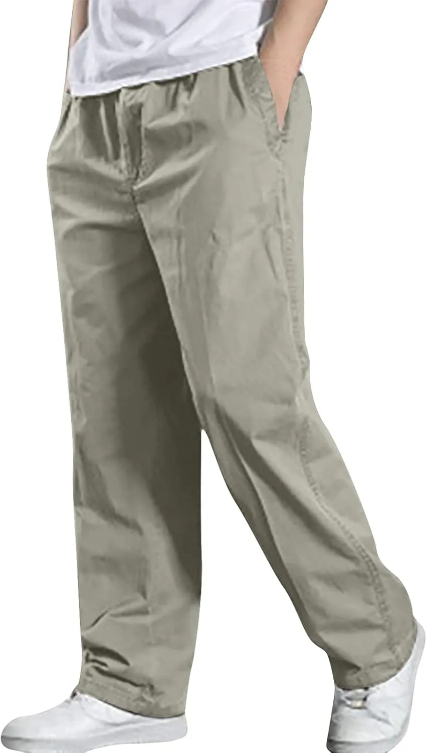Men's Straight Leg Cargo Pants Baggy Sweatpants Relaxed Fit Outdoor Hiking Trousers with Pockets
