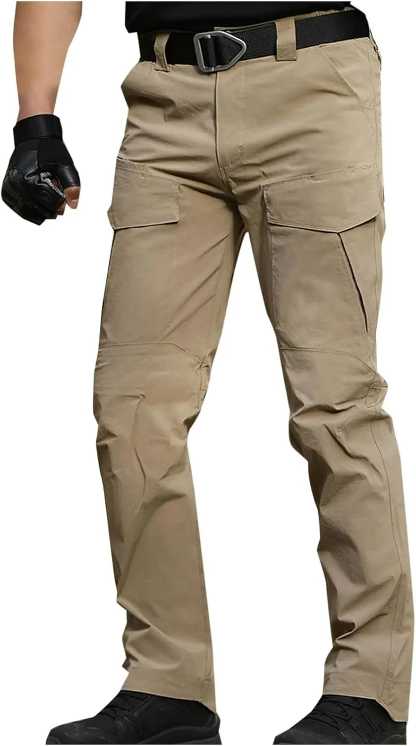 Men's Tactical Pants Waterproof Ripstop Cargo Pants Outdoor Hiking Work Pants with Multi Pockets