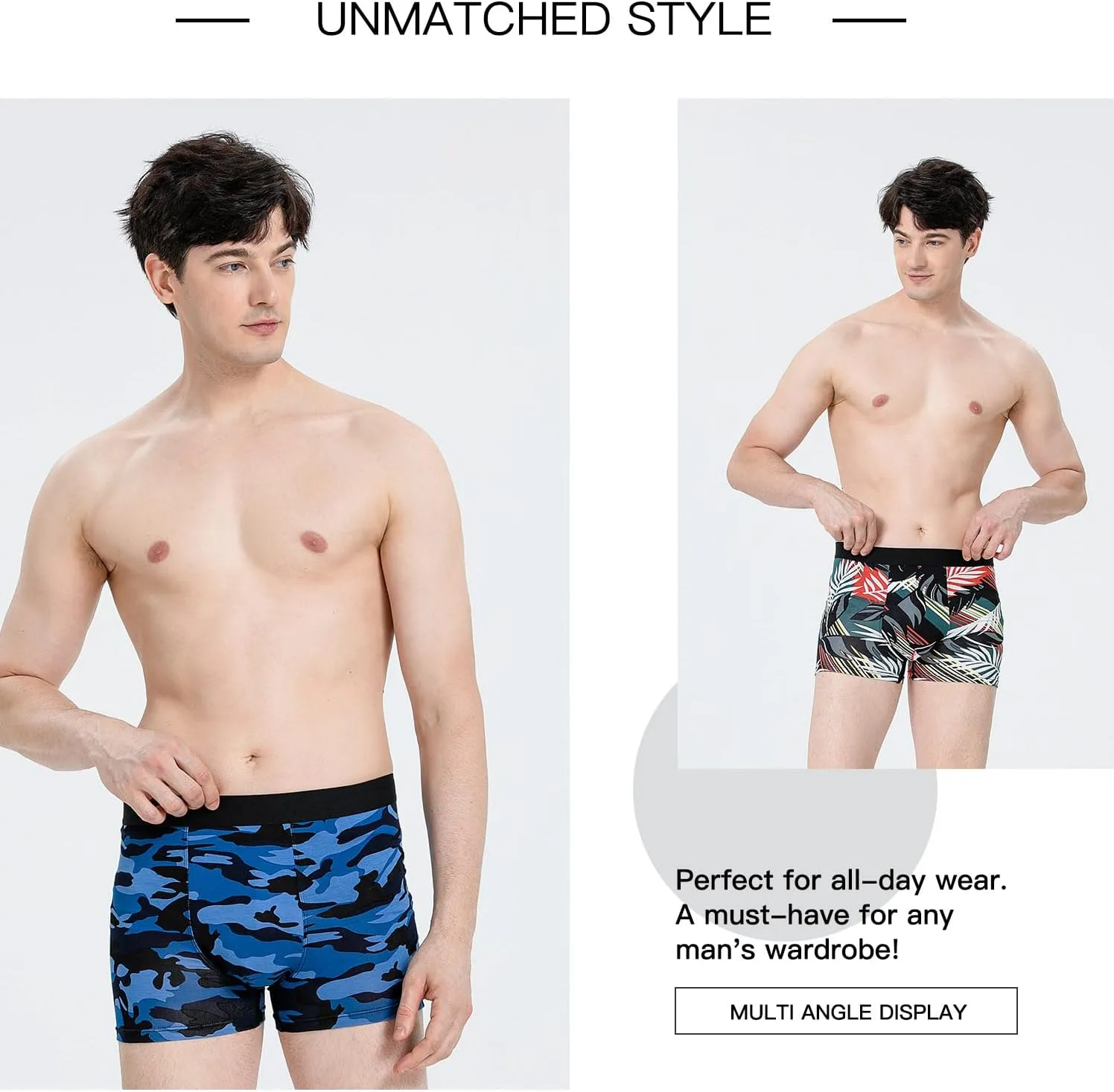 Men's Underwear Boxer Briefs Bamboo Viscose Trunks Soft Comfortable Multipack