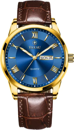 Men's Watches - Fashion Casual Leather Watches Big Face Easy Read Arabic Numerals Quartz Analog Luminous Waterproof Day Date Classic Luxury Dress Wrist Watches
