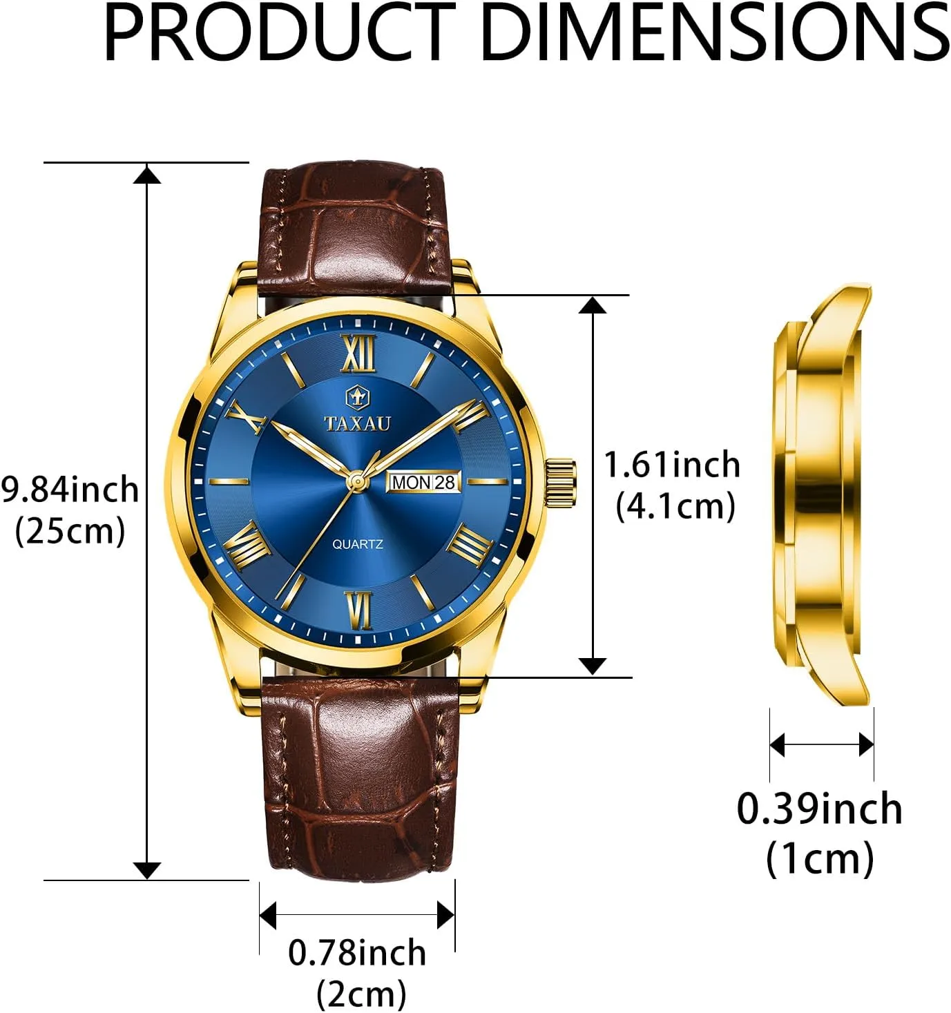Men's Watches - Fashion Casual Leather Watches Big Face Easy Read Arabic Numerals Quartz Analog Luminous Waterproof Day Date Classic Luxury Dress Wrist Watches