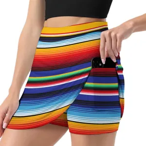 Mexican Stripe Shorts Skirt Women Tenis Skirt Light Proof Trouser Skirts High Waist Single Pocket A Line Sport Skorts