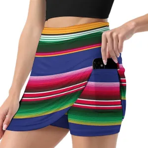 Mexican Stripe Shorts Skirt Women Tenis Skirt Light Proof Trouser Skirts High Waist Single Pocket A Line Sport Skorts