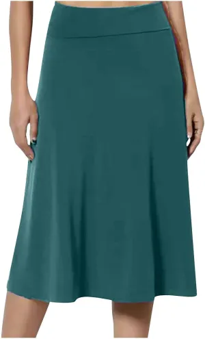Midi Skirts for Women Elegant High Waisted Knee Skirts Spring Summer Hip-Wrapped Skirt Solid Color A-Line Skirts