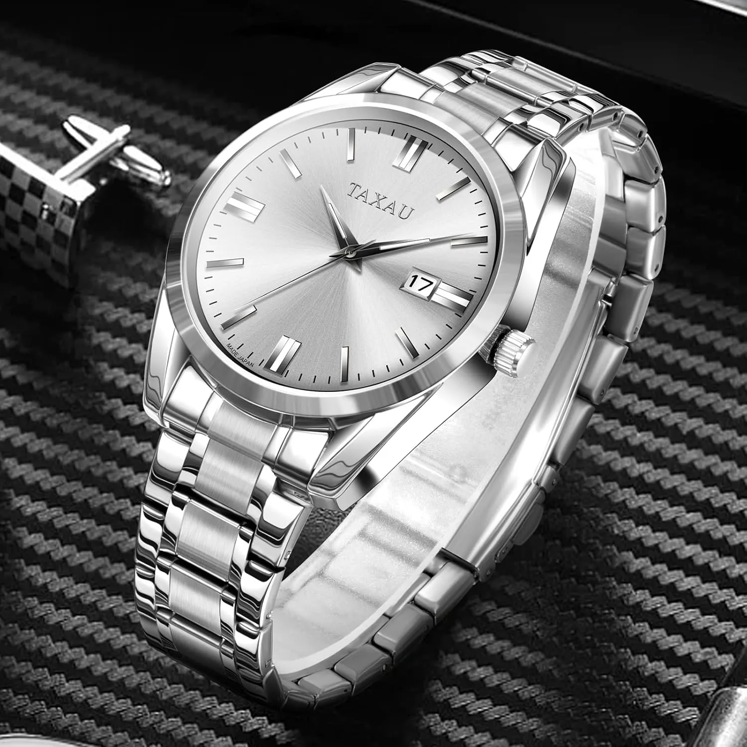 Minimalist Watch for Men Stainless Steel Men's Wrist Watches Waterproof Business Dress Luxury Analog Quartz Men Watch with Big Face & Date