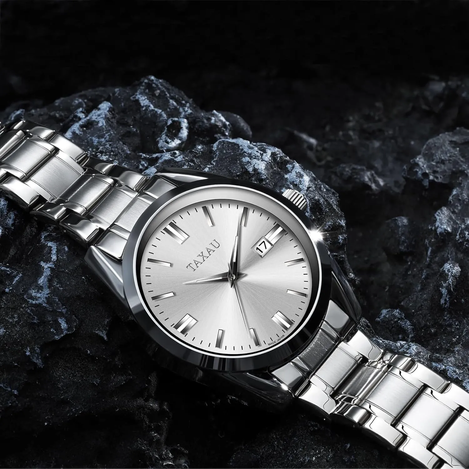 Minimalist Watch for Men Stainless Steel Men's Wrist Watches Waterproof Business Dress Luxury Analog Quartz Men Watch with Big Face & Date