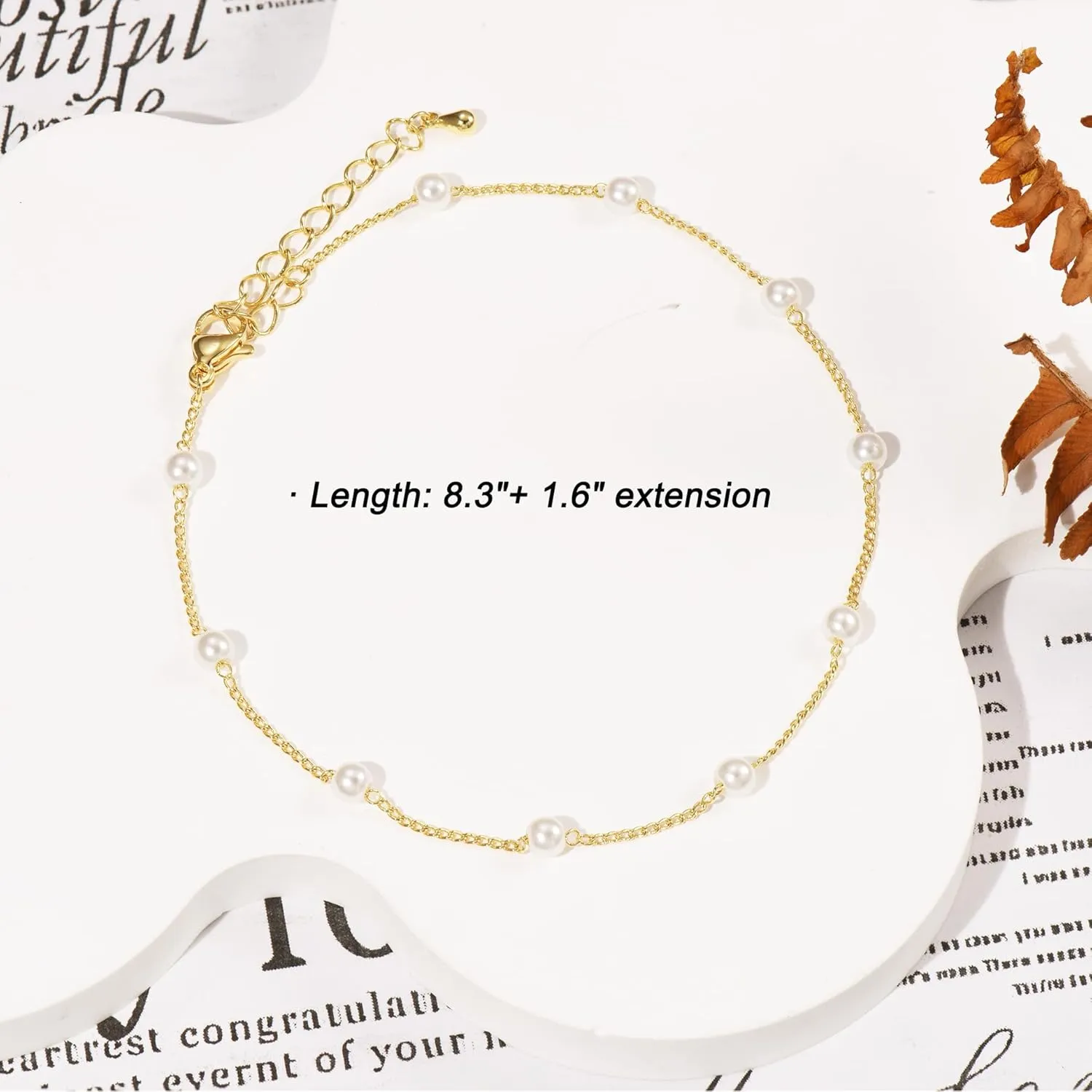 MOLEVY Ankle Bracelets for Women 14K Gold Plated Anklet Silver Anklets Waterproof Evil Eye Beaded Pearl Tennis Crystal Heart Cuba Link Chain Anklets Dainty Jewelry Gift for Her