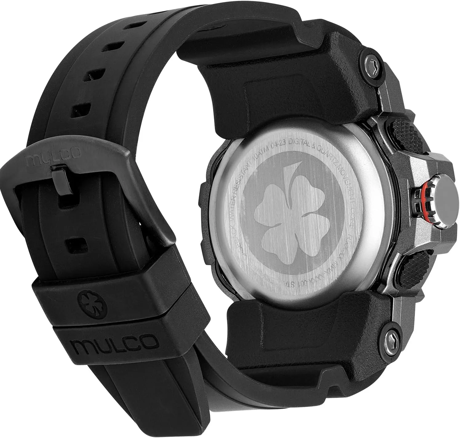 MULCO Watches for Men - Digital Watch & Analog Sport Watch, Black Stainless Steel Quartz with White Wrist Silicone Band, Large Face Premium Analog Display, 100m - Waterproof