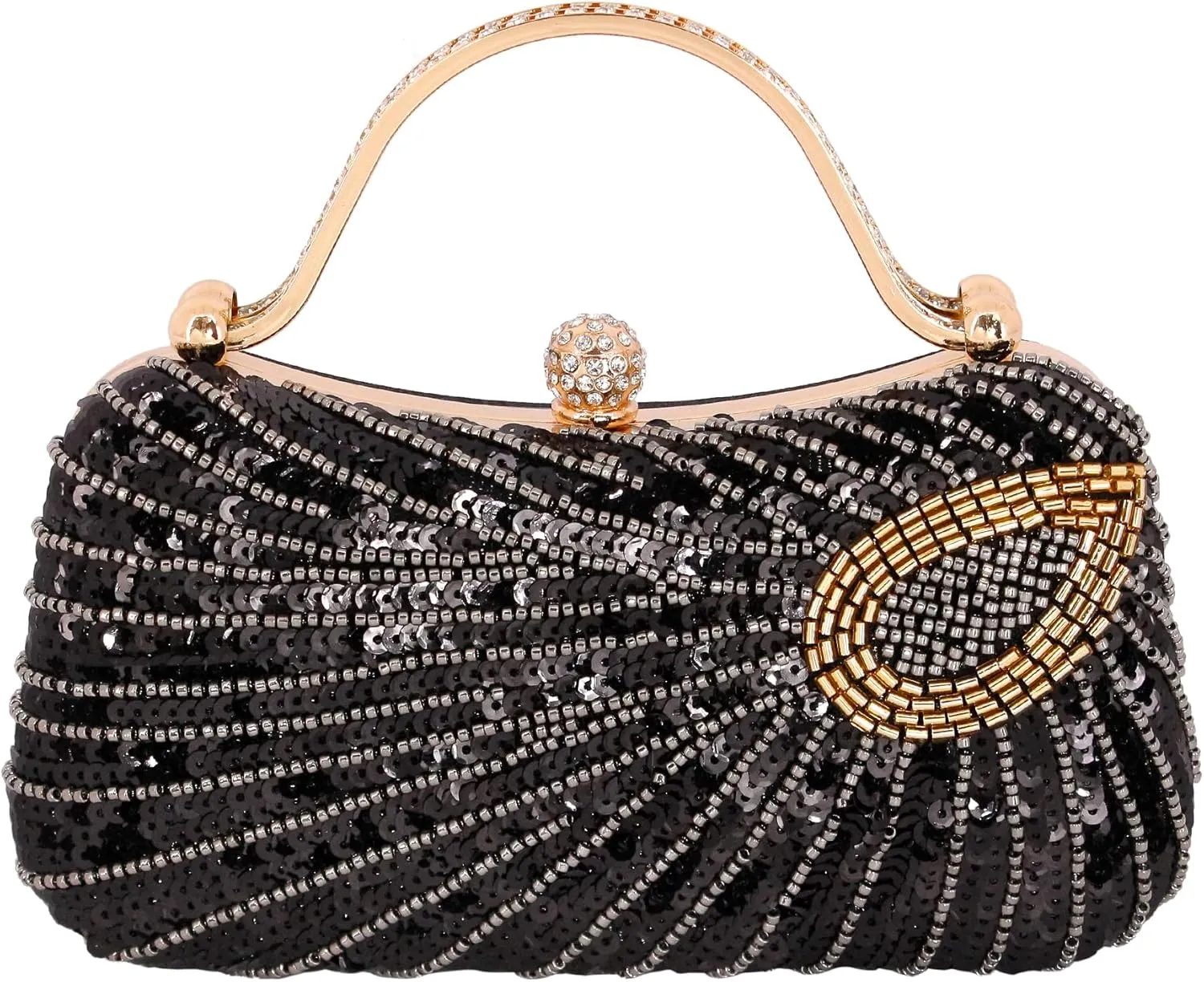 Naimo Womens Sequin Evening Bag Peacock Clutch Handbag Sparkly Beaded Bag Wedding Party Purse