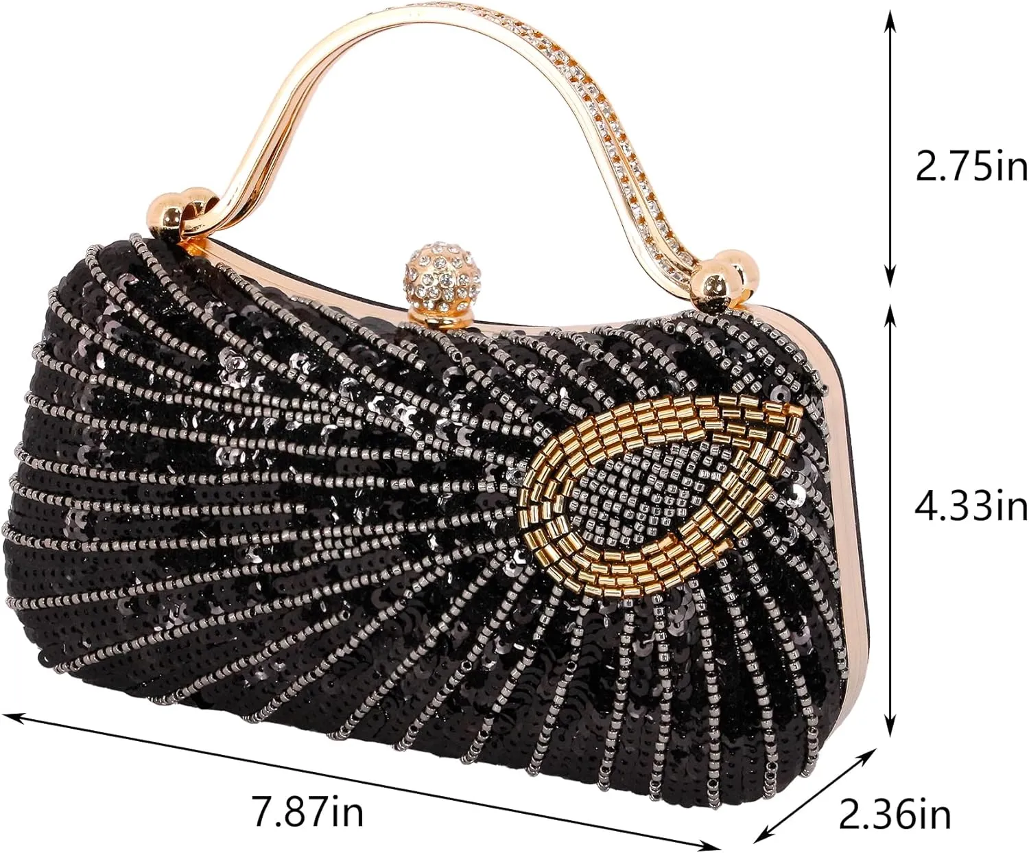 Naimo Womens Sequin Evening Bag Peacock Clutch Handbag Sparkly Beaded Bag Wedding Party Purse