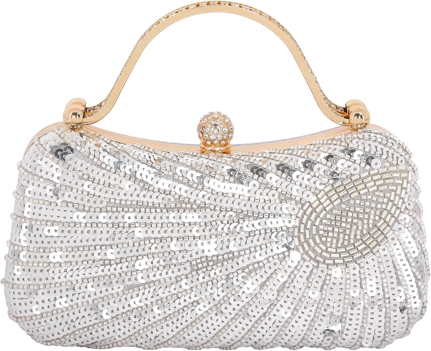 Naimo Womens Sequin Evening Bag Peacock Clutch Handbag Sparkly Beaded Bag Wedding Party Purse
