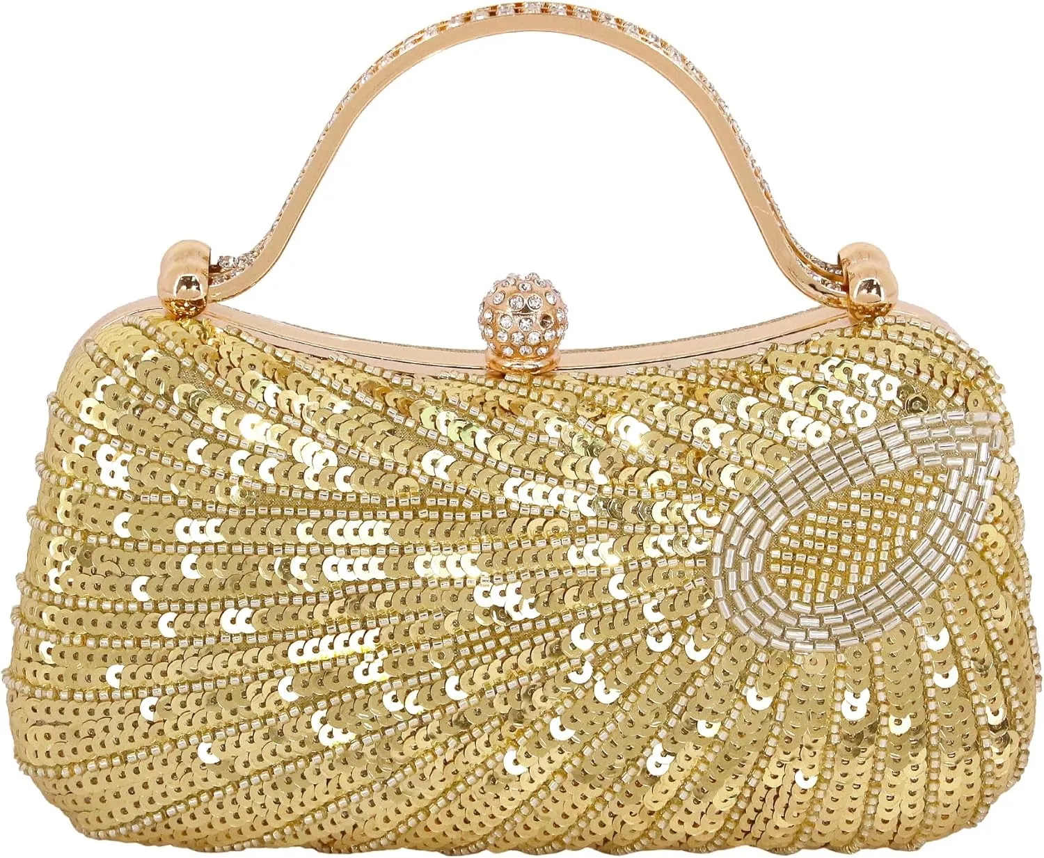 Naimo Womens Sequin Evening Bag Peacock Clutch Handbag Sparkly Beaded Bag Wedding Party Purse