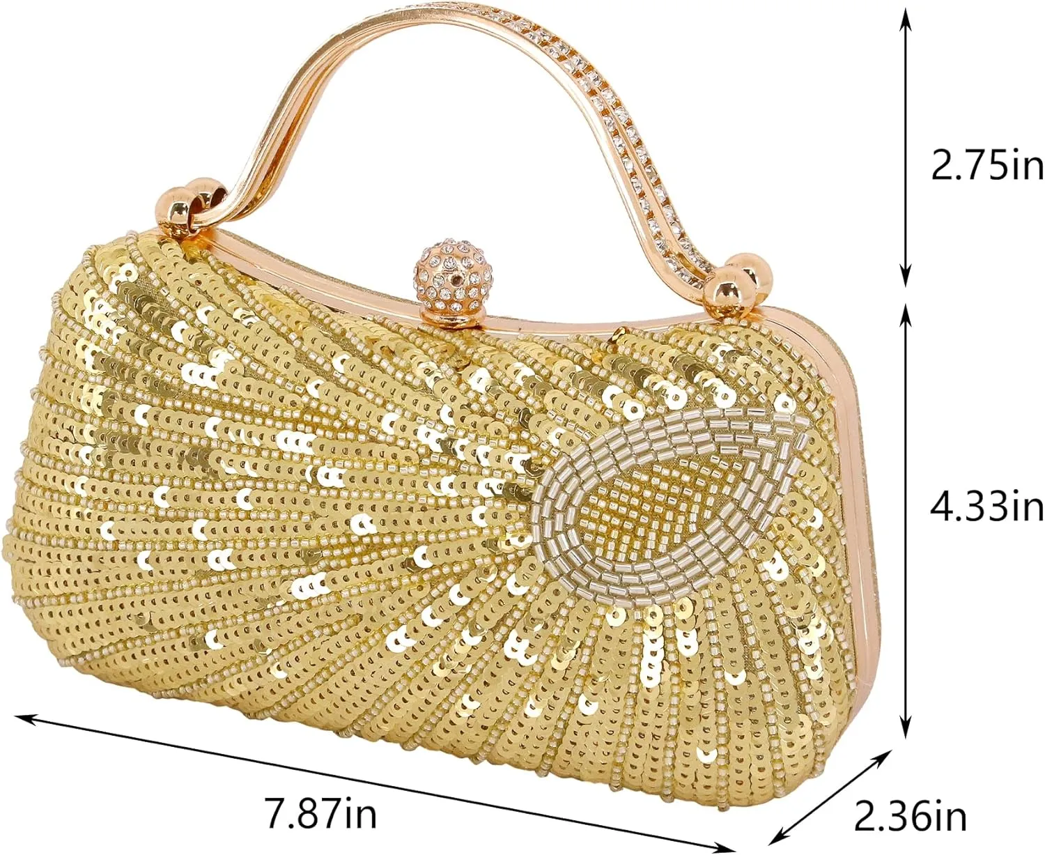 Naimo Womens Sequin Evening Bag Peacock Clutch Handbag Sparkly Beaded Bag Wedding Party Purse