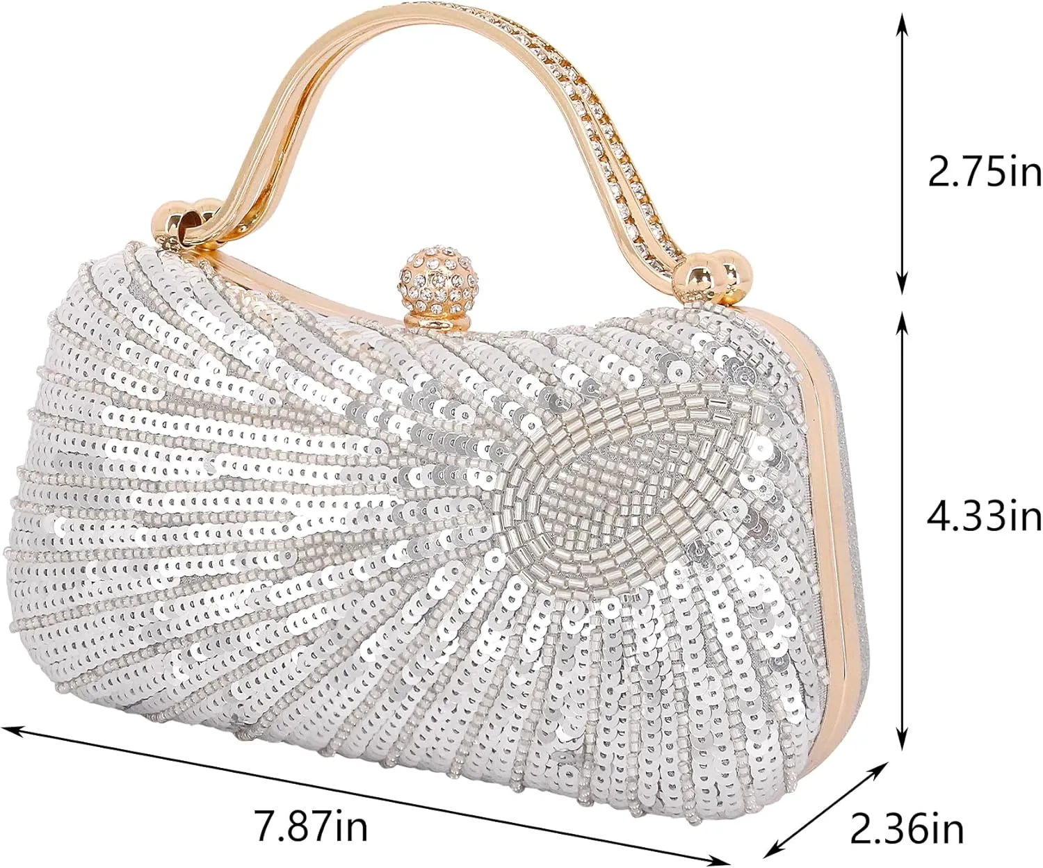 Naimo Womens Sequin Evening Bag Peacock Clutch Handbag Sparkly Beaded Bag Wedding Party Purse