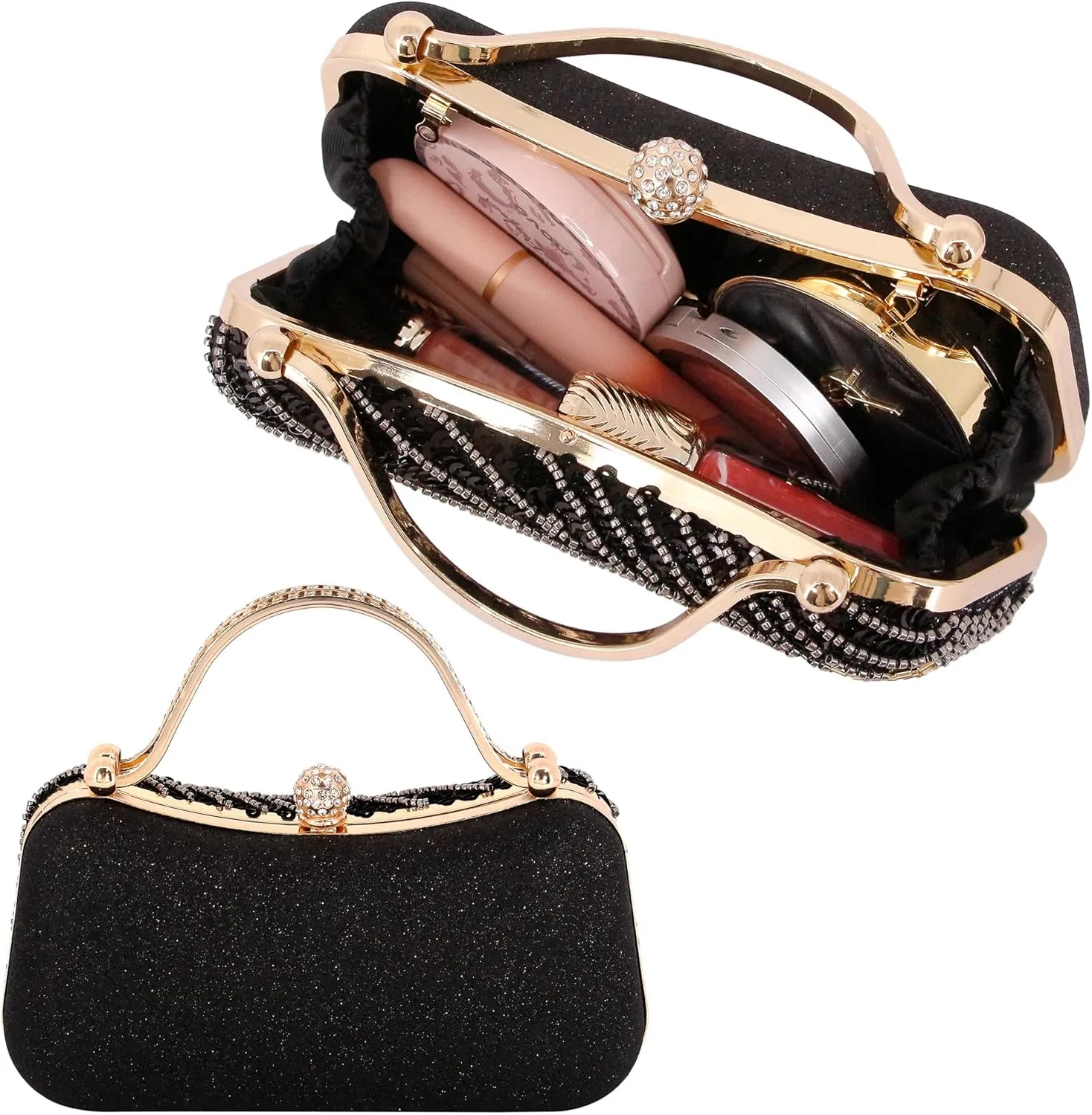 Naimo Womens Sequin Evening Bag Peacock Clutch Handbag Sparkly Beaded Bag Wedding Party Purse