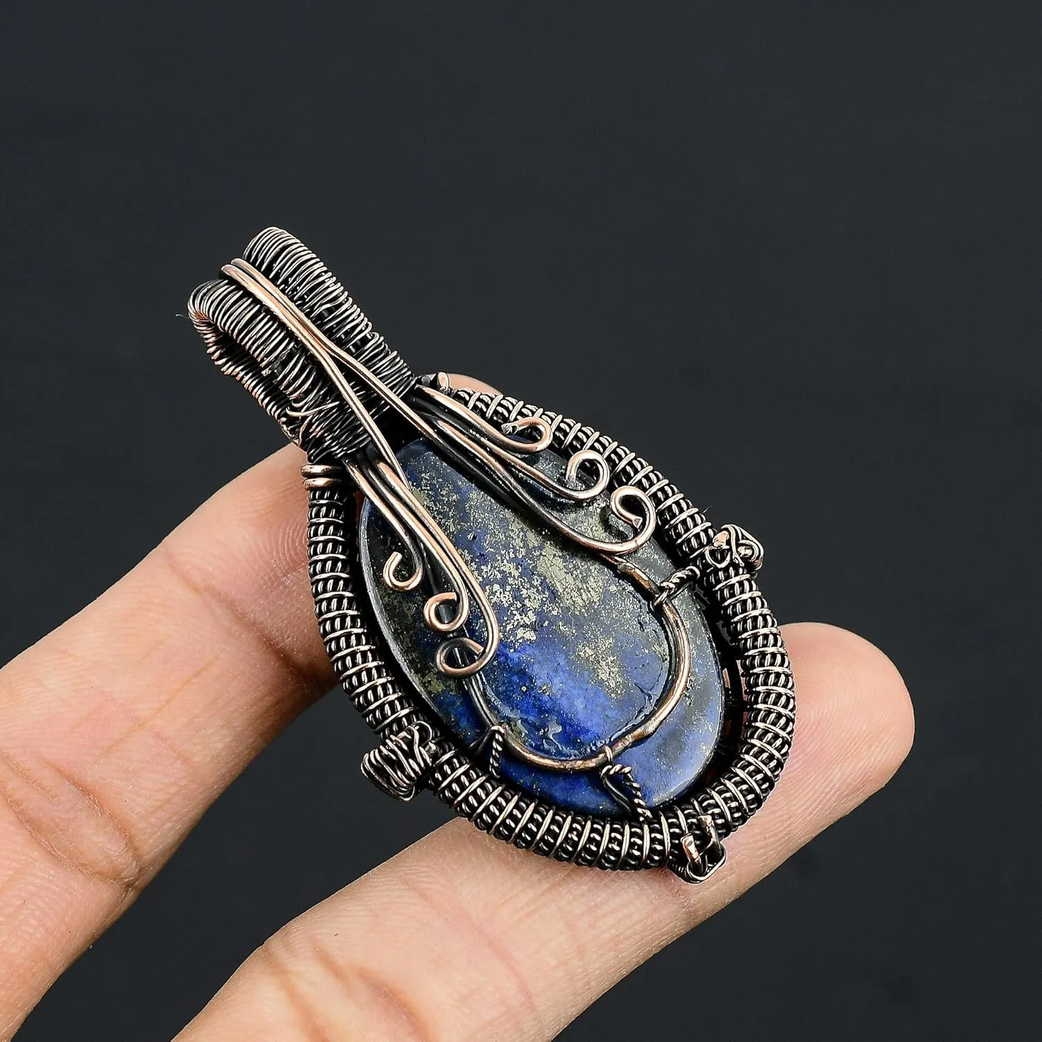 Natural Gemstone Pendant Copper Wire Wrapped Jewelry Necklace