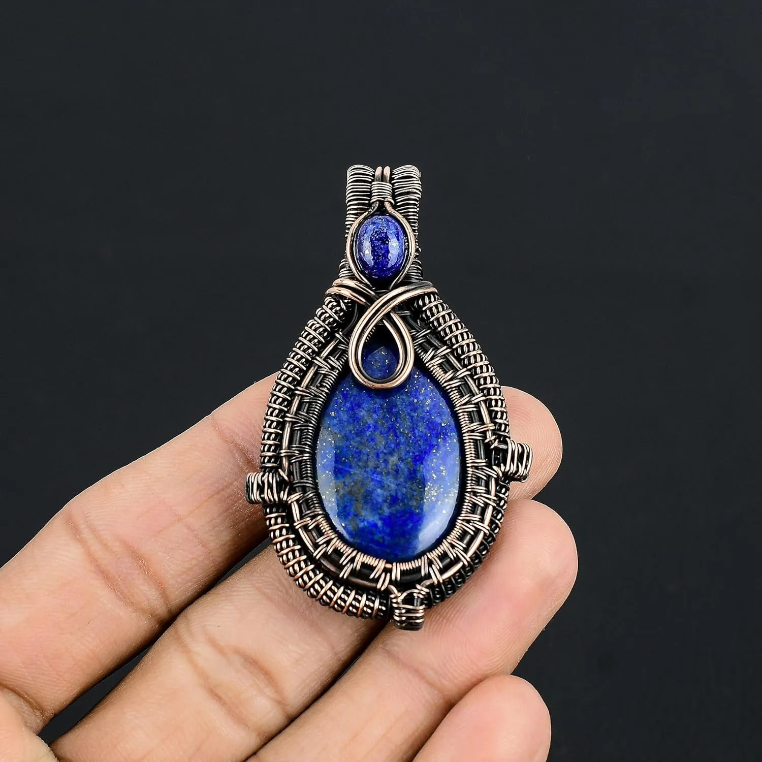 Natural Gemstone Pendant Copper Wire Wrapped Jewelry Necklace