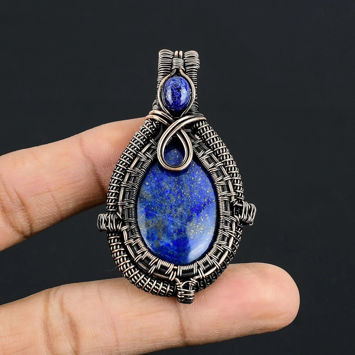 Natural Gemstone Pendant Copper Wire Wrapped Jewelry Necklace