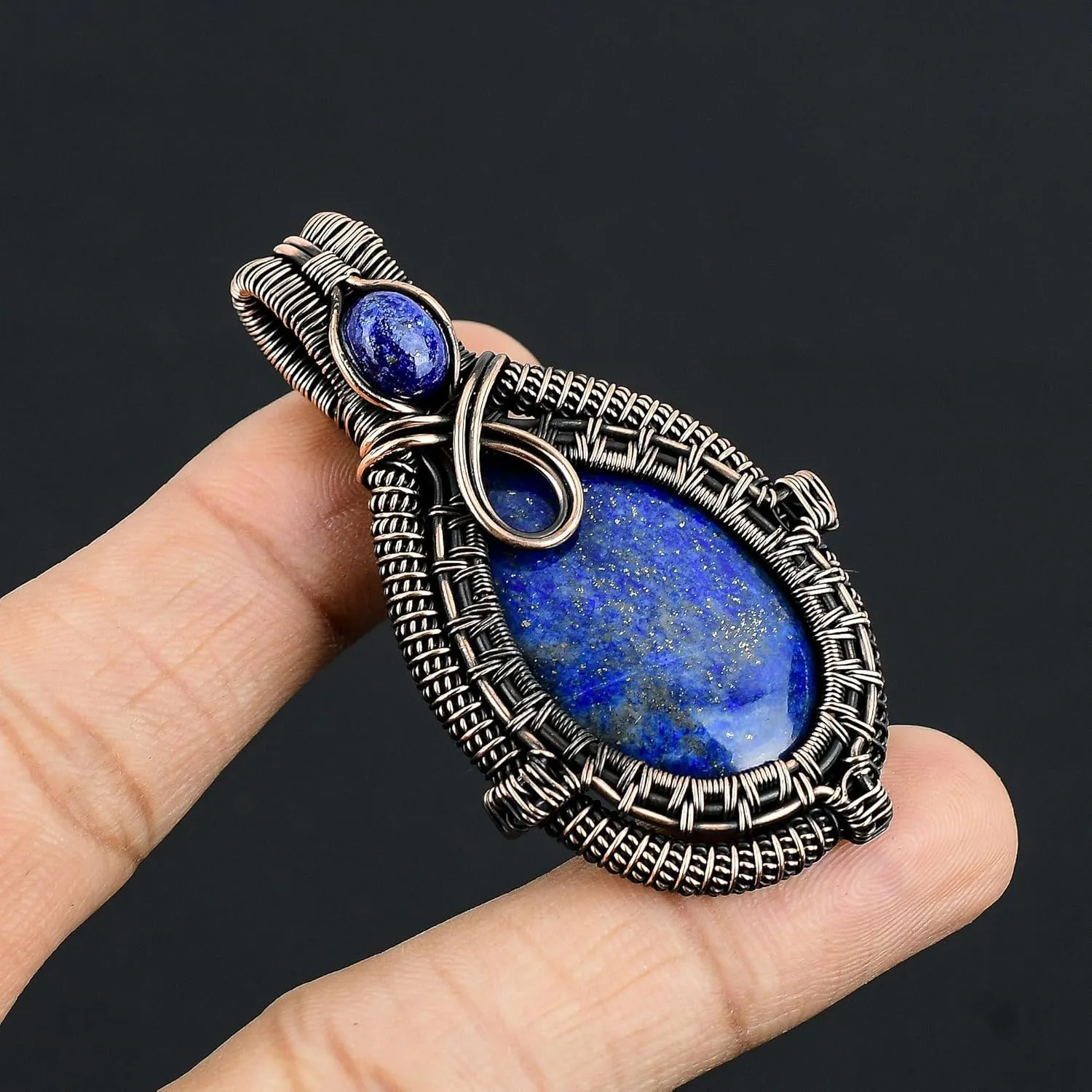 Natural Gemstone Pendant Copper Wire Wrapped Jewelry Necklace