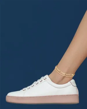 Nautica 14K Gold Plated Brass Anklet - Double Row Layered Chain Anklet for Women