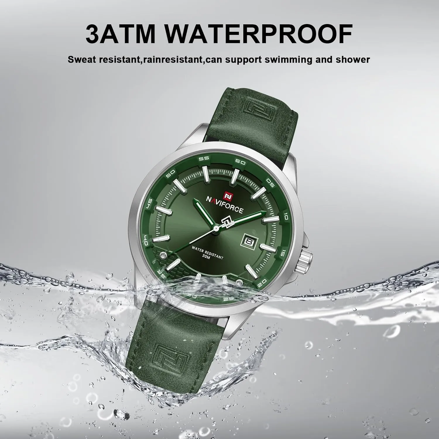 NAVIFORCE Mens Minimalist Waterproof Quartz Leather Strap Watches with Auto Date