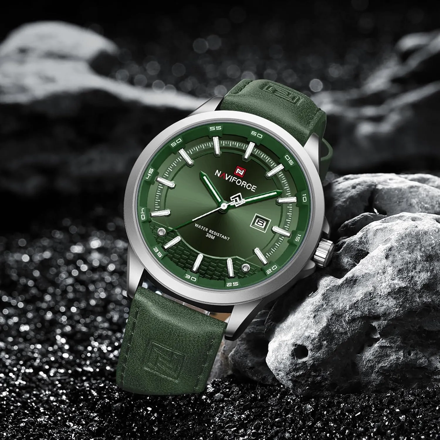NAVIFORCE Mens Minimalist Waterproof Quartz Leather Strap Watches with Auto Date