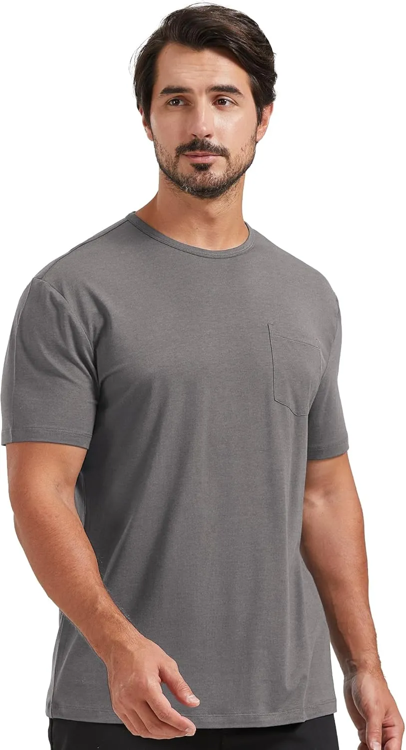 netdraw Men's Ultra Soft Bamboo Viscose Pocket T-Shirt Classic Fit Lightweight Cooling Short Sleeve Casual Basic Shirt