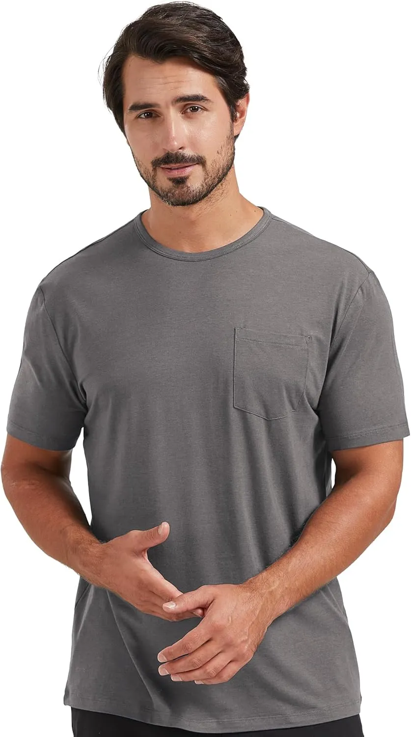 netdraw Men's Ultra Soft Bamboo Viscose Pocket T-Shirt Classic Fit Lightweight Cooling Short Sleeve Casual Basic Shirt