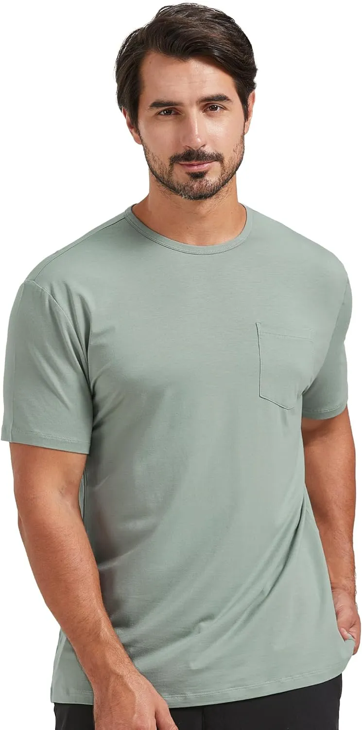 netdraw Men's Ultra Soft Bamboo Viscose Pocket T-Shirt Classic Fit Lightweight Cooling Short Sleeve Casual Basic Shirt