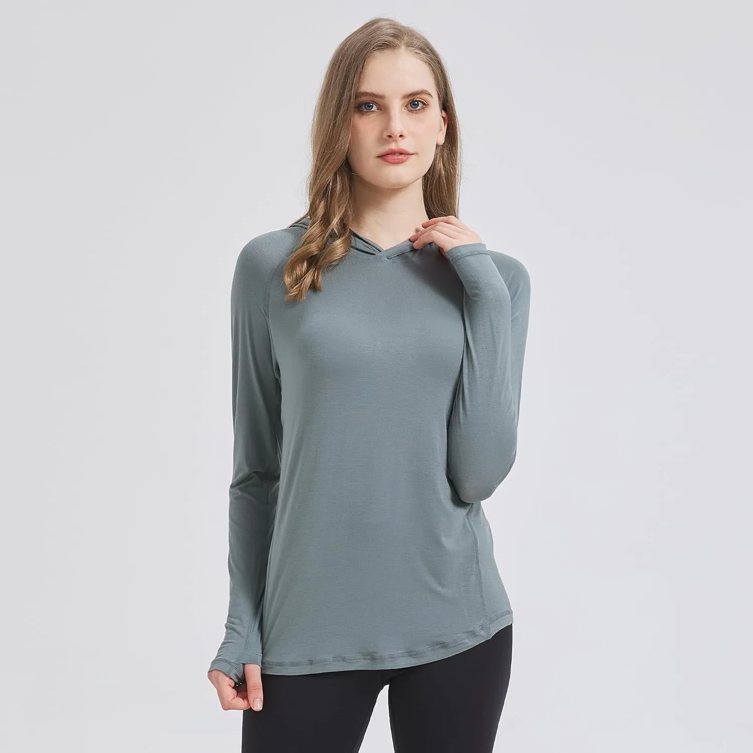 netdraw Women's Ultra-Soft Bamboo Viscose Hoodie UPF 50  Sun Protection Long Sleeve Shirt