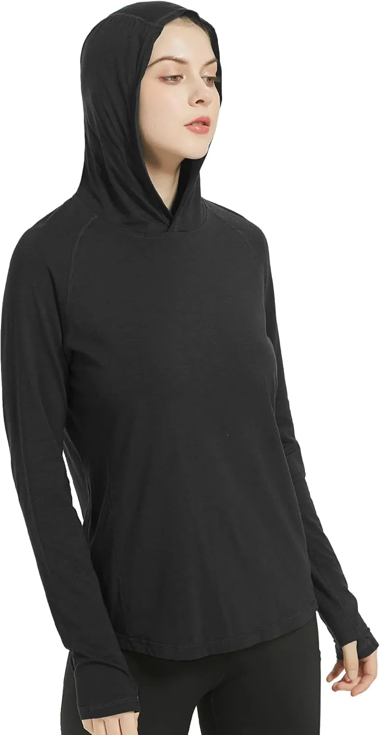 netdraw Women's Ultra-Soft Bamboo Viscose Hoodie UPF 50  Sun Protection Long Sleeve Shirt