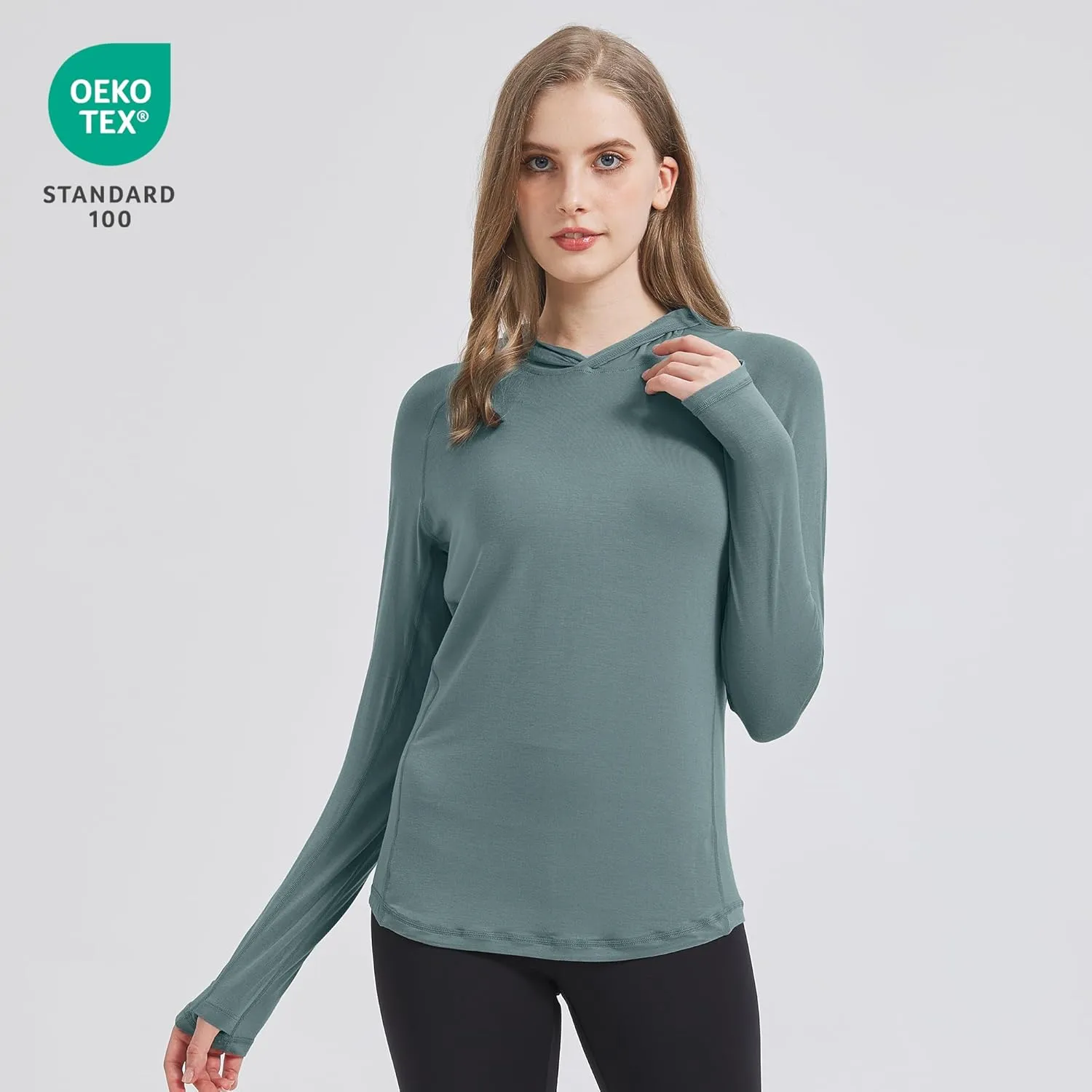netdraw Women's Ultra-Soft Bamboo Viscose Hoodie UPF 50  Sun Protection Long Sleeve Shirt