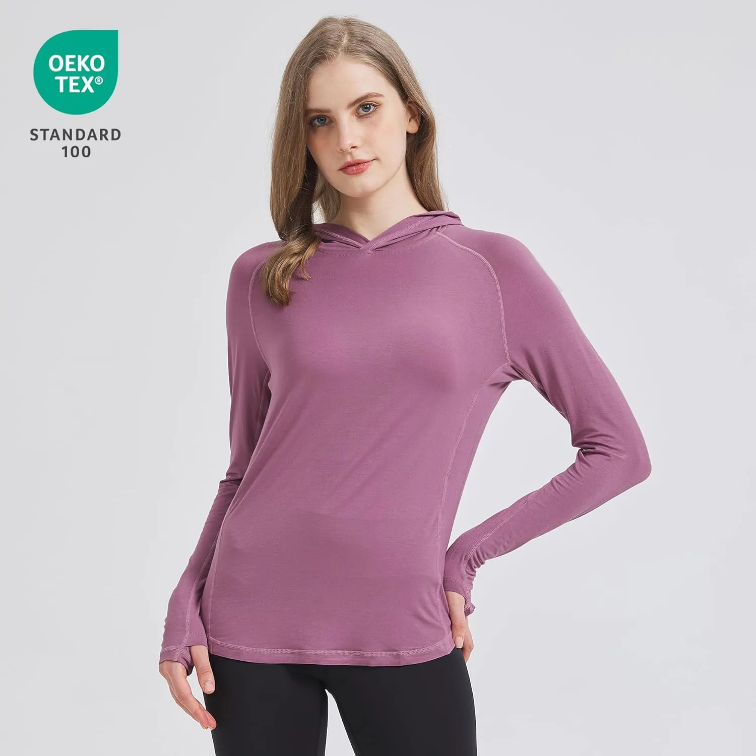 netdraw Women's Ultra-Soft Bamboo Viscose Hoodie UPF 50  Sun Protection Long Sleeve Shirt