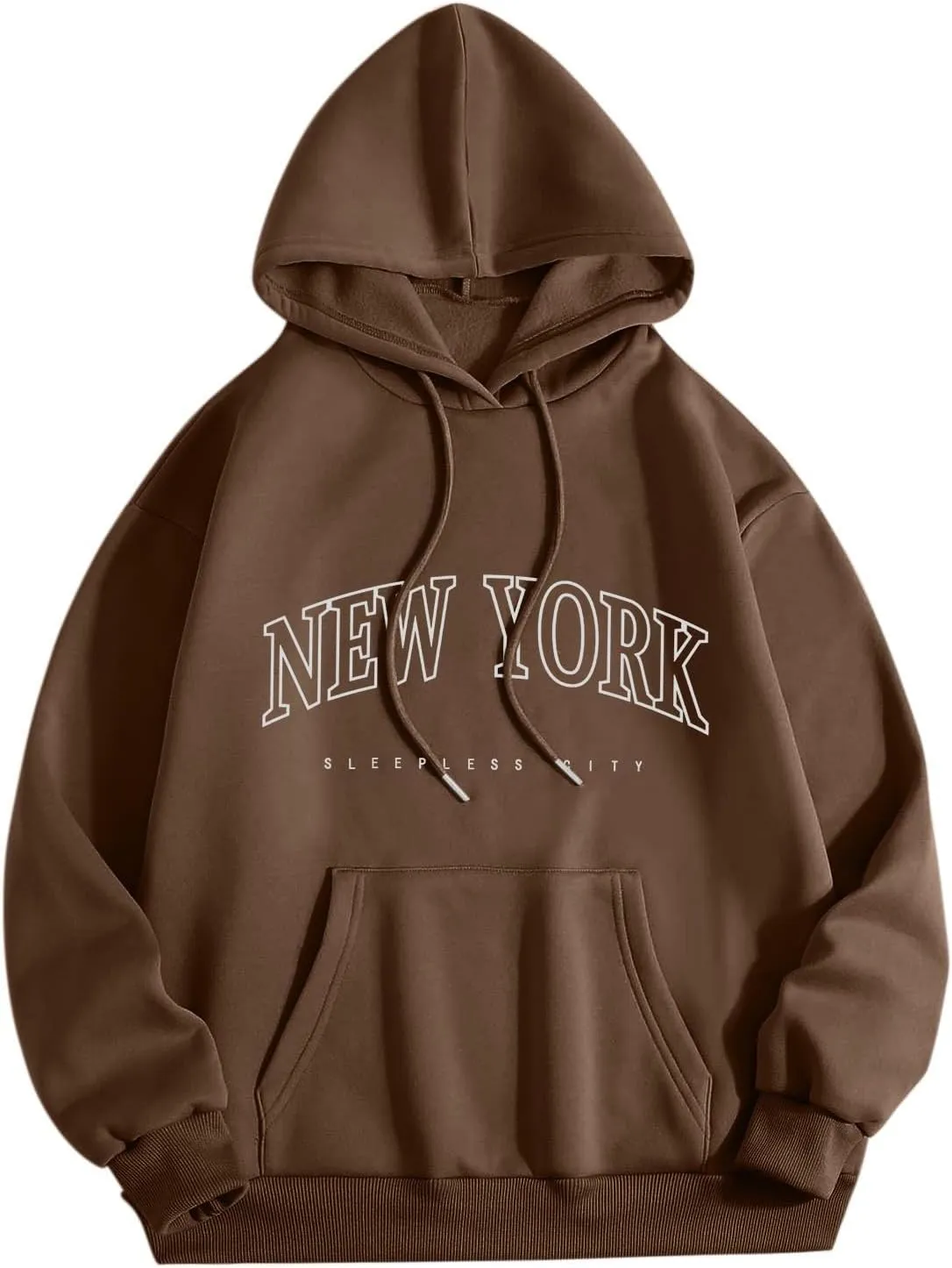 New York Hoodie Women Graphic Pullover Long Sleeve Comfy Casual Hooded Sweatshirts Pocket Fall Clothes Teen Girls