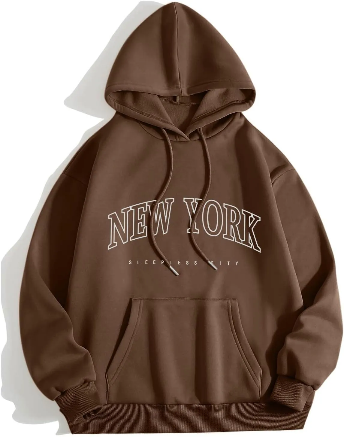 New York Hoodie Women Graphic Pullover Long Sleeve Comfy Casual Hooded Sweatshirts Pocket Fall Clothes Teen Girls