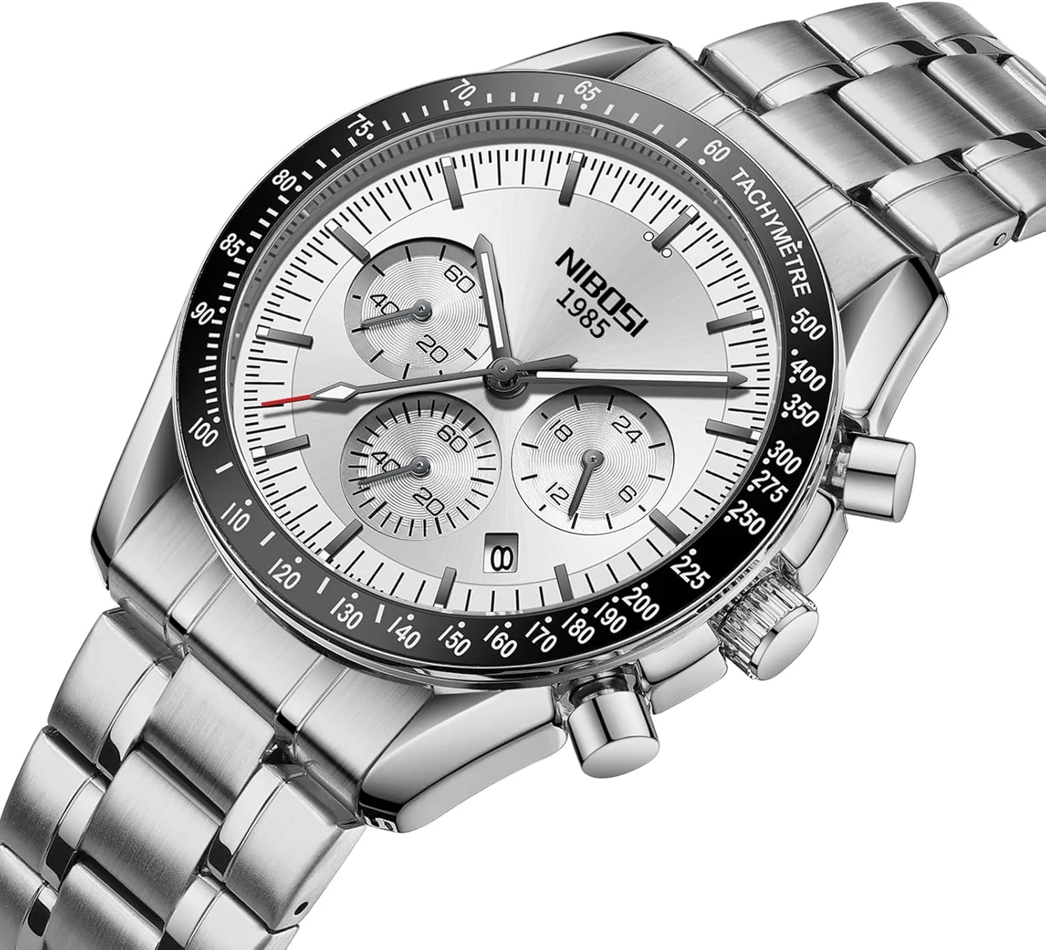 NIBOSI Mens Watches Analog Chronograph Watch with Calendar Waterproof Stainless Steel Strap Men's Wrist Watches Military Vintage Dainty Business Dress Quartz Watches for Men