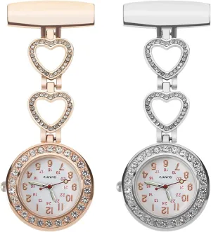 Nurse Fob Watch Zinc Alloy Metal Pocket Watches Crystal Nurses Pocket Watches Fob Watches for Doctors Nurse Caregivers Silver Rose Gold 7.6cm/2.99inch