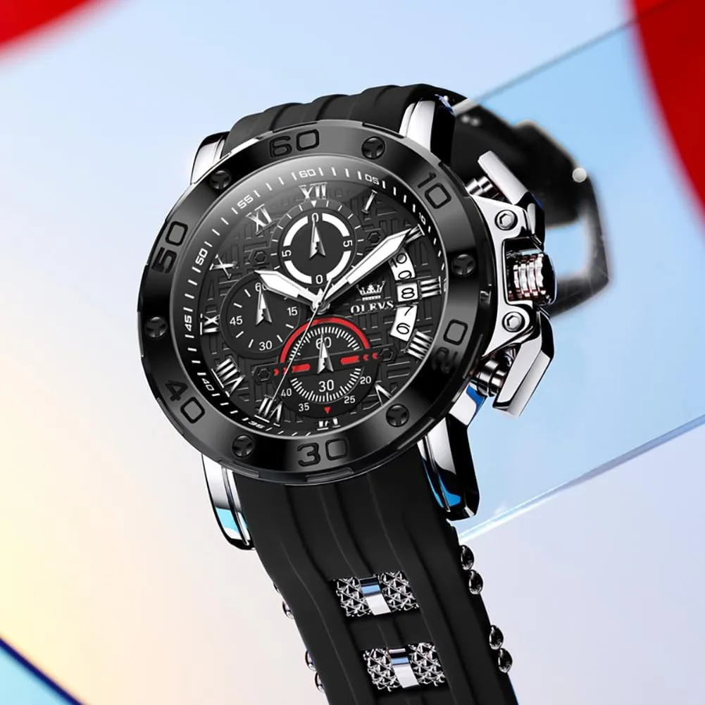 OLEVS Square Watches for Men Brown Leather Chronograph Fashion Business Watch Luminous Waterproof Casual Wrist Watches