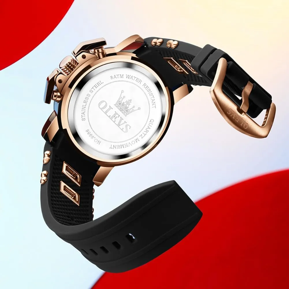 OLEVS Square Watches for Men Brown Leather Chronograph Fashion Business Watch Luminous Waterproof Casual Wrist Watches