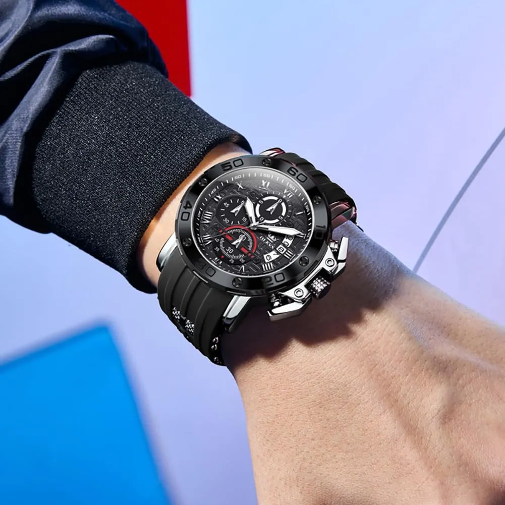 OLEVS Square Watches for Men Brown Leather Chronograph Fashion Business Watch Luminous Waterproof Casual Wrist Watches