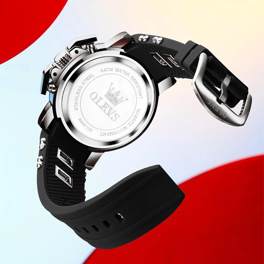 OLEVS Square Watches for Men Brown Leather Chronograph Fashion Business Watch Luminous Waterproof Casual Wrist Watches