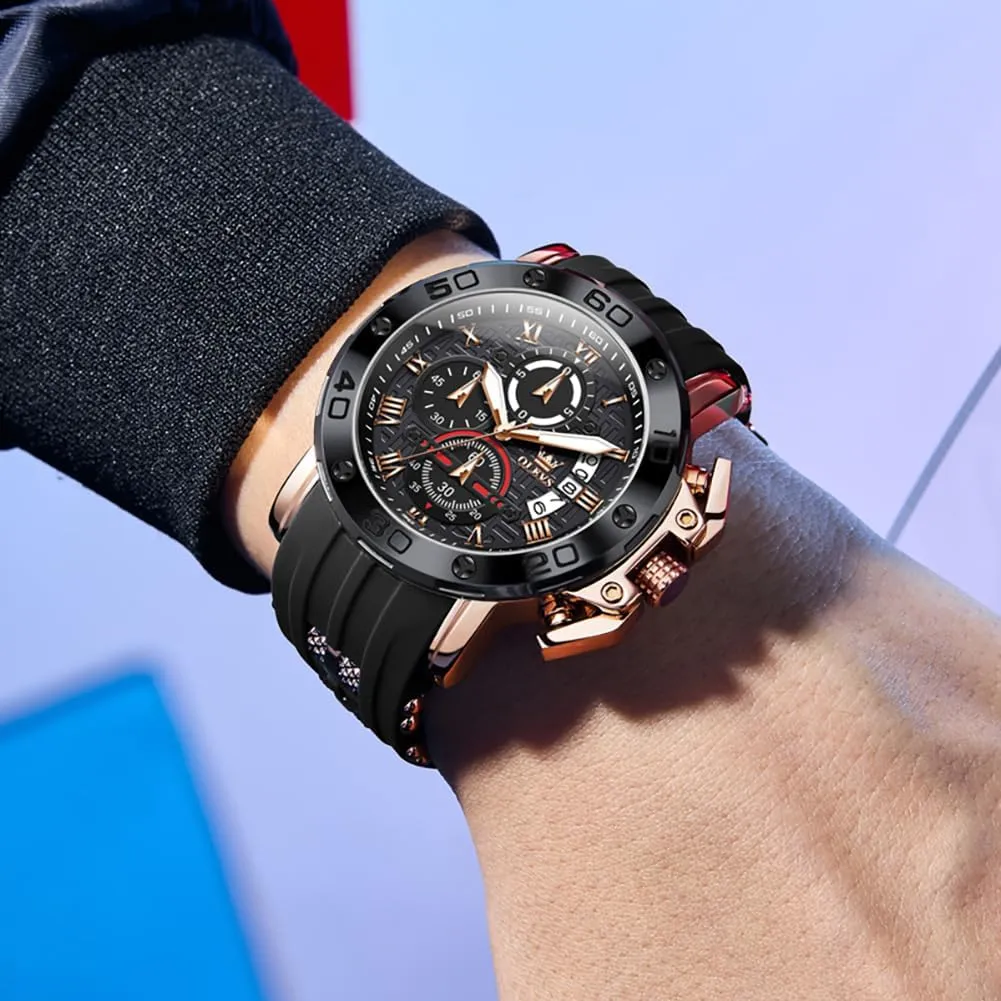 OLEVS Square Watches for Men Brown Leather Chronograph Fashion Business Watch Luminous Waterproof Casual Wrist Watches
