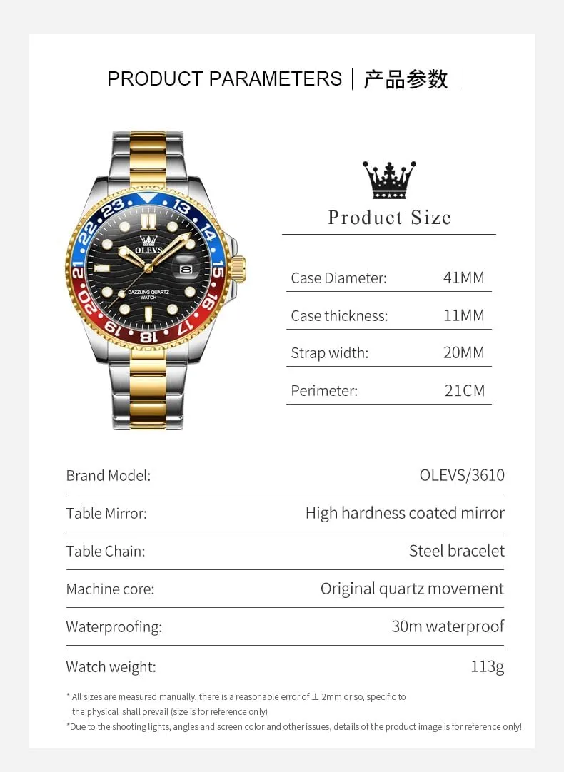 OLEVS Watch for Men Business Dress Analog Quartz Stainless Steel Waterproof Luminous Date Dive Luxury Casual Men Watch Silver Men Wrist Watch