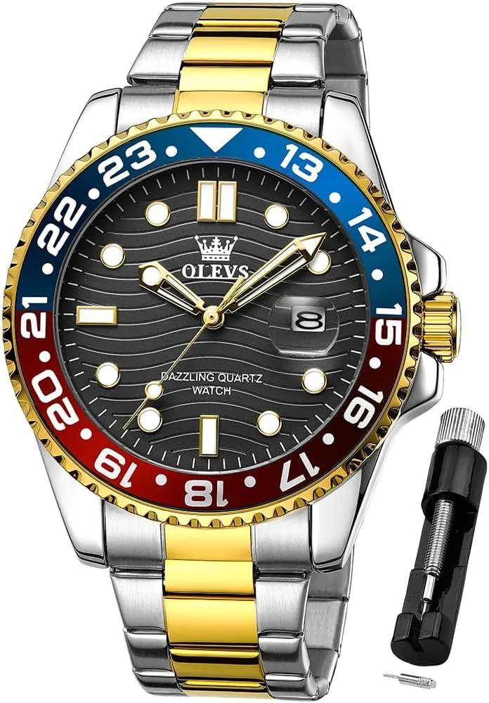 OLEVS Watch for Men Business Dress Analog Quartz Stainless Steel Waterproof Luminous Date Dive Luxury Casual Men Watch Silver Men Wrist Watch