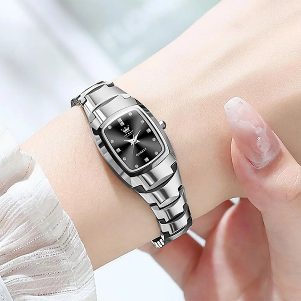 OLEVS Watches for Women Small Square Face Ladies Watches Waterproof Tungsten Steel Dainty Dress Rectangle Female Womens Wrist Watches for Small Wrists Gold/Silver/Black/Rose Gold