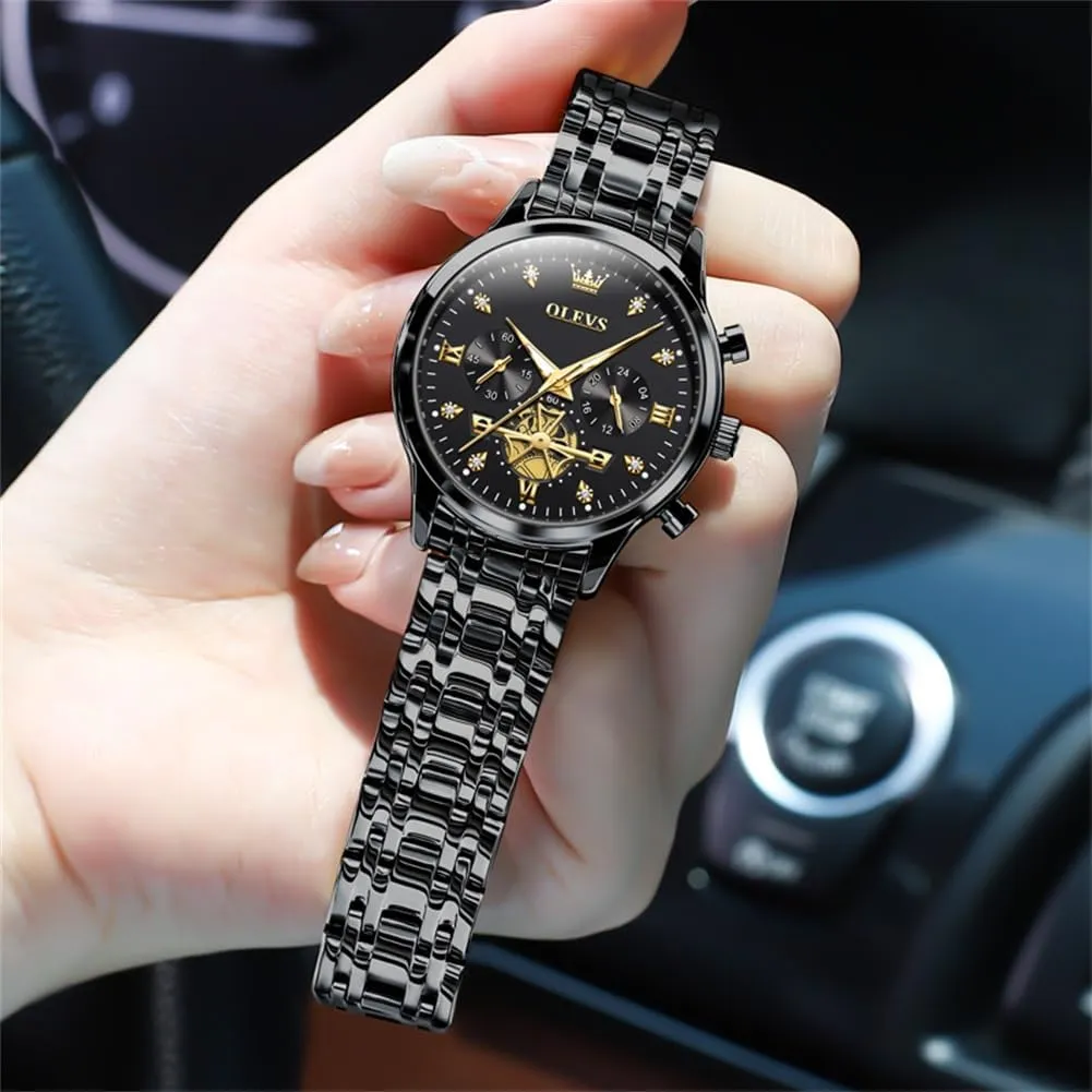 OLEVS Womens Watch Gifts Set with Bracelet Rose Gold for Lady Female Minimalist Simple Slim Thin Casual Dress Analog Quartz Wrist Watches Waterproof Two Tone